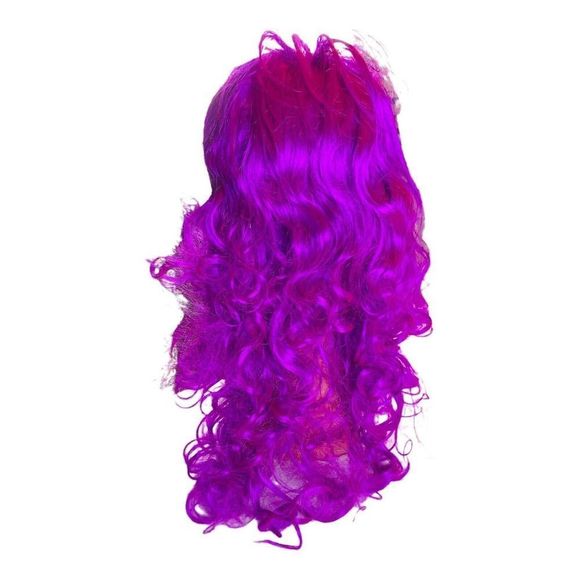 2536 NEW Synthetic Wig Long Curly With Bangs Costume Women's Purple Halloween - Picture 2 of 2